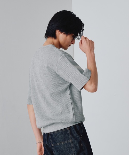 Adoon plain ヘンリーネック tシャツ Snap Button Thermal Henry Neck