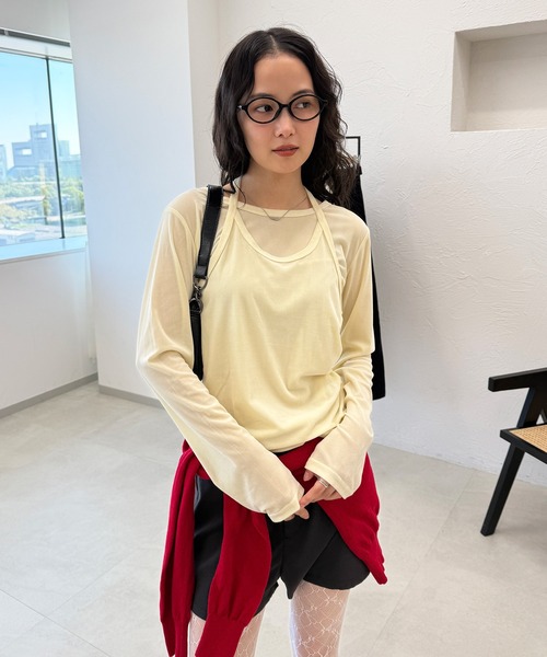 「MUHET」 長袖カットソー FREE ネイビー レディース_画像2