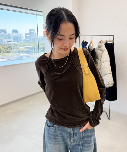 「MUHET」 長袖カットソー FREE ネイビー レディース_画像3