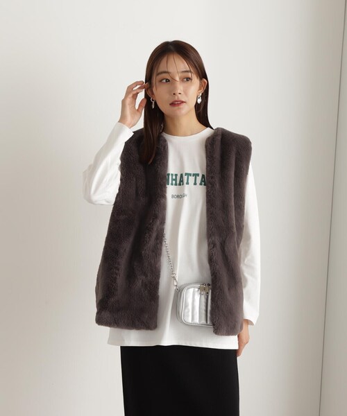 「N.(N. Natural Beauty Basic)」 ベスト MEDIUM チャコール レディース_画像8