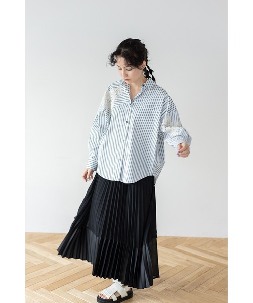 「OSMOSIS」 「loaf」長袖シャツ ONE SIZE サックスブルー レディース_画像2