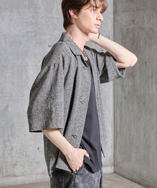 SERACE シャツ 半袖 「SERACE」Fireman tweed short sleeve shirt
