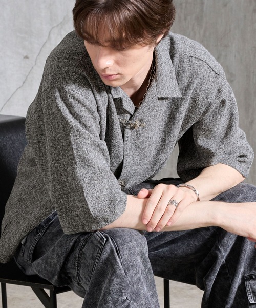SERACE シャツ 半袖 「SERACE」Fireman tweed short sleeve shirt