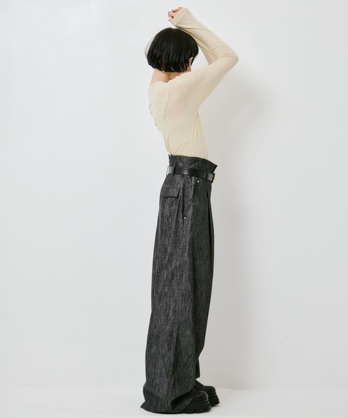 ワイドパンツ ジーンズ デニム デニムパンツ 「IHNN/イン」DENIM WIDE PANTS/デニムワイドパンツ レディースの画像