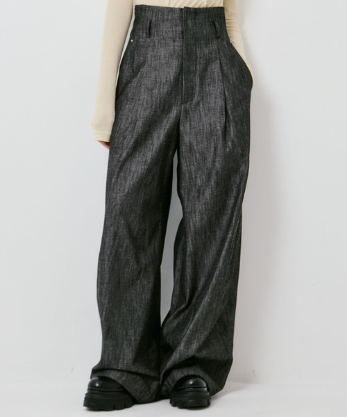 ワイドパンツ ジーンズ デニム デニムパンツ 「IHNN/イン」DENIM WIDE PANTS/デニムワイドパンツ レディースの画像