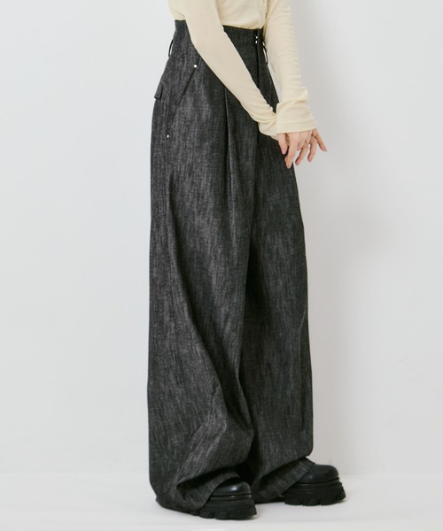 ワイドパンツ ジーンズ デニム デニムパンツ 「IHNN/イン」DENIM WIDE PANTS/デニムワイドパンツ レディースの画像