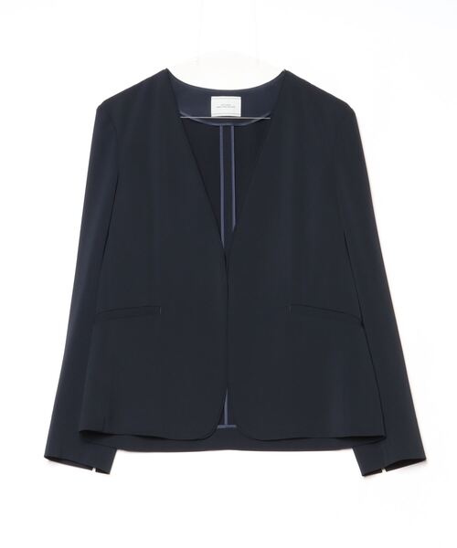 美品✨グリーンレーベルリラクシング セットアップ ノーカラー ネイビー L green label relaxing（グリーンレーベルリラクシング） ノーカラー