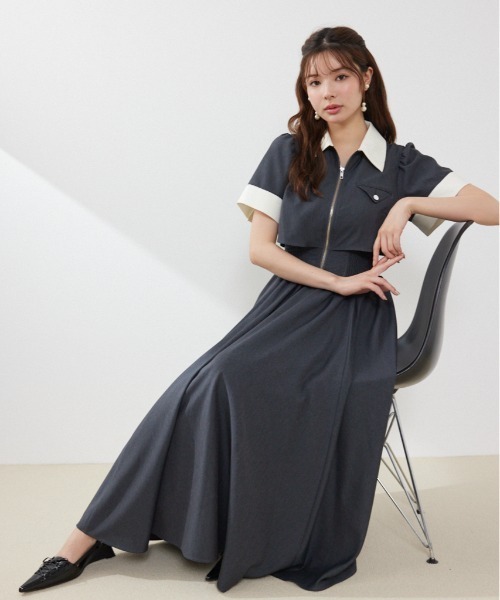 【新品未使用】リエンダ バストフレアワンピース S ブラック rienda（リエンダ） ワンピース 半袖 「再入荷」バストディティール