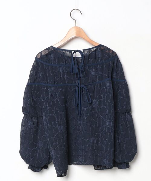 「LANVIN en Bleu」 長袖ブラウス 38 ネイビー レディース_画像2