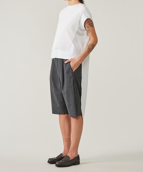 tシャツ KAAM:異素材アシンメトリートップス レディース
