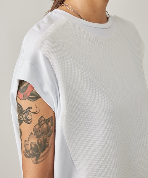 KAAM tシャツ KAAM:異素材アシンメトリートップス レディース