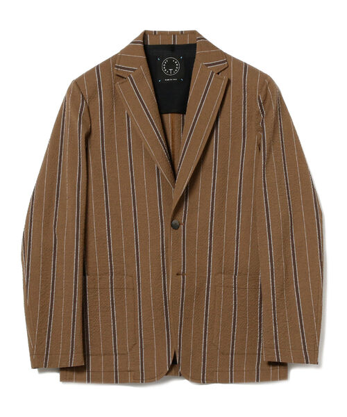 42 割引s メンズ Sサイズ相当 M メンズ Mサイズ相当 ブラウン売り切れ必至 アウター T Jacket シアサッカー ストライプ ジャケット コート アウター メンズファッション ファッションs メンズ Sサイズ相当 M メンズ Mサイズ相当 ブラウン Solcaloja