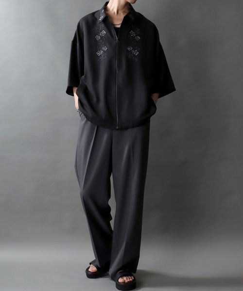 SITRY ブルゾン アウター Flower Embroidery short sleeve