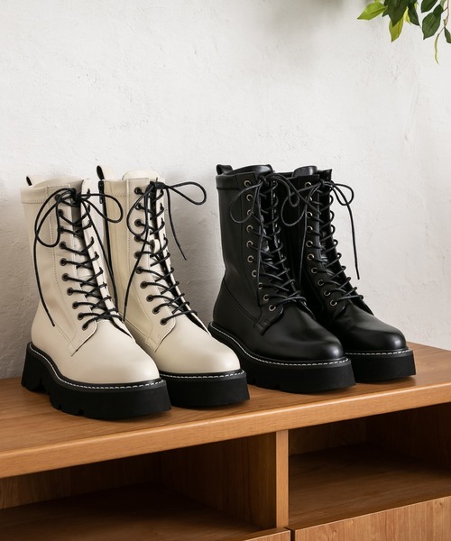 coca（コカ） ブーツ 編み上げ レースアップブーツ レディース