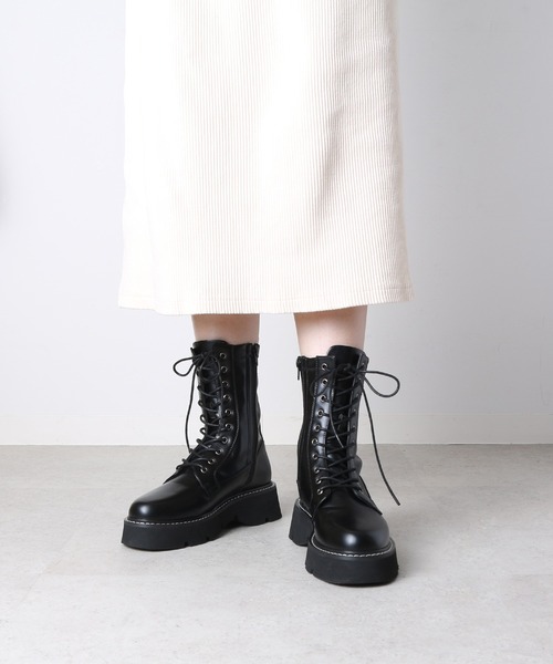 coca（コカ） ブーツ 編み上げ レースアップブーツ レディース