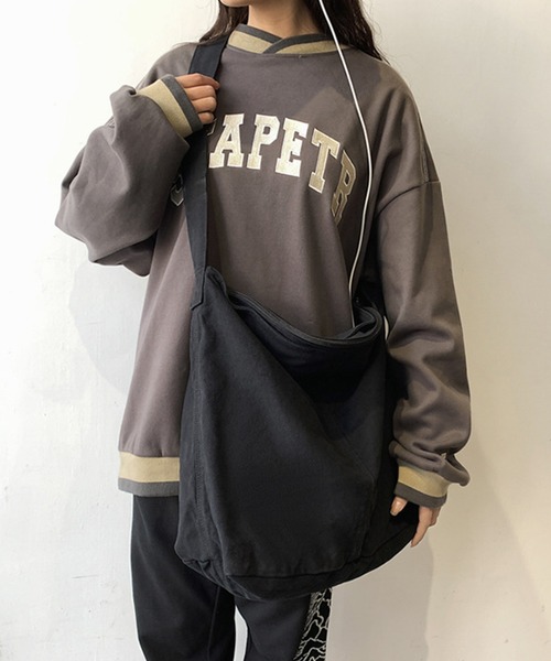 ニュースペーパーバッグ】リップストップ ブラック ショルダー