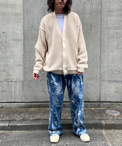 SUPERTHANKS カーディガン オーバーサイズ Vネック無地ニット