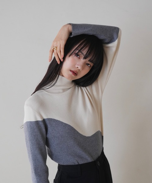 Uenui ニット セーター 「ZOZO限定」バイカラー ウェーブ