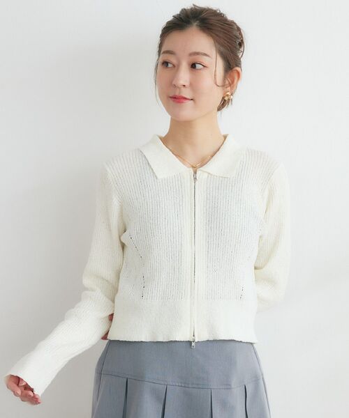 ツーピース ニットセーター カーディガン レーススカート レトロ RETROGIRL ニット セーター 襟ZIPカーデ レディース : ZOZOTOWN