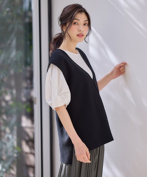 ANY（エニィ） ベスト ジレ Vネックニットベスト レディース