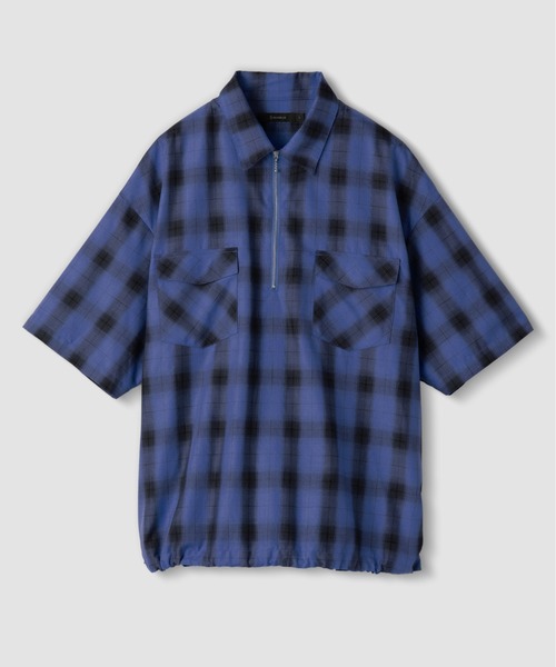 RAGEBLUE シャツ OMBRE CHECK HALF ZIP SHIRTS/オンブレチェック