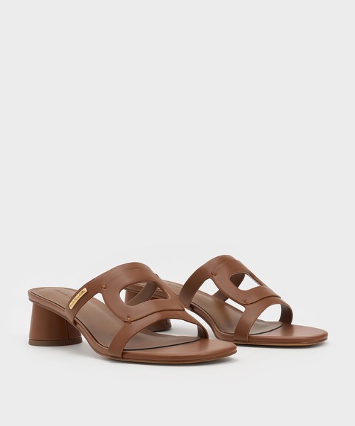 CHARLES ＆ KEITH サンダル カットアウトシリンダーヒール