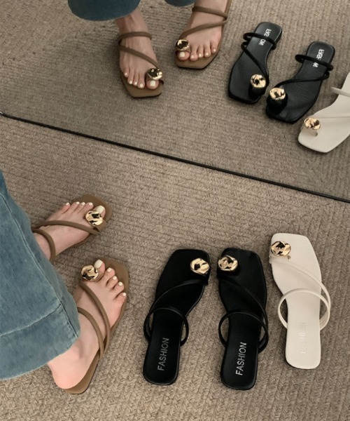 【 】ゴールドロゴフラットスライドサンダル 楽天市場】THE SANDALS FACTORY/ザ・サンダルズファクトリー