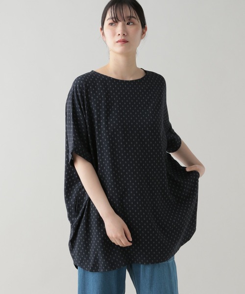 新品 ❣️ スタジオクリップ 七分袖 コットン　シャツ　チュニック　ブラック studio CLIP ブラウス シャツ 「natural by clip」レーヨン