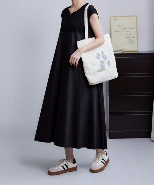 MAISON DE THERESE ワンピース ノースリーブ切り替えフレア