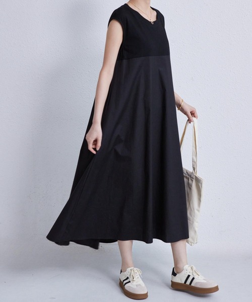 MAISON DE THERESE ワンピース ノースリーブ切り替えフレアロング