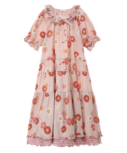 PINK HOUSE ワンピース ひな菊コサージュプリントミディ