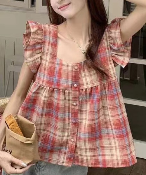 夏秋チェック柄ノースリーブトップス✨女子会デートに最適❤️ 公式通販 - 人気アイテム多数 夏秋チェック柄ノースリーブ