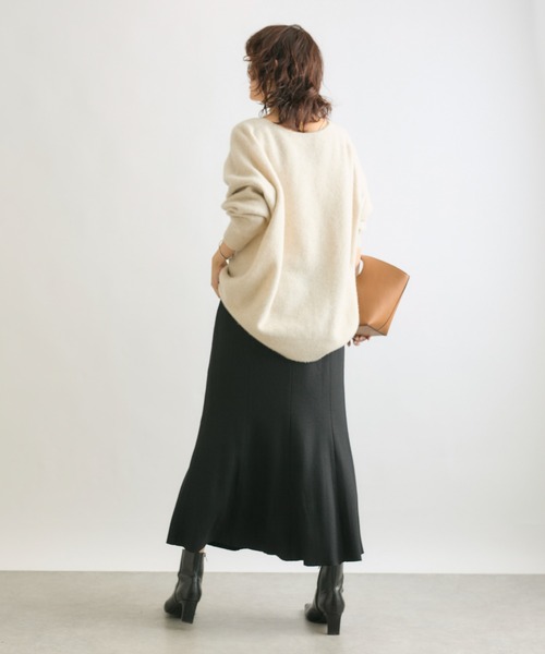 RIVE DROITE ニット 「抜け感シルエット」ヘアリーウール片畦Vネック 