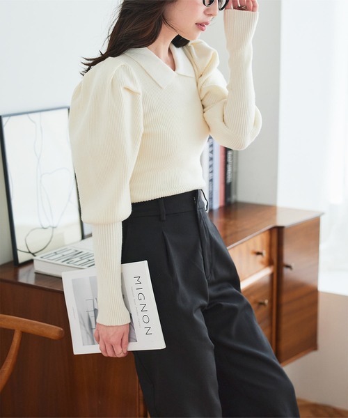 KOBE LETTUCE（神戸レタス） ニット セーター プチ襟付きボリューム