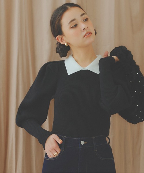 KOBE LETTUCE（神戸レタス） ニット セーター プチ襟付きボリューム