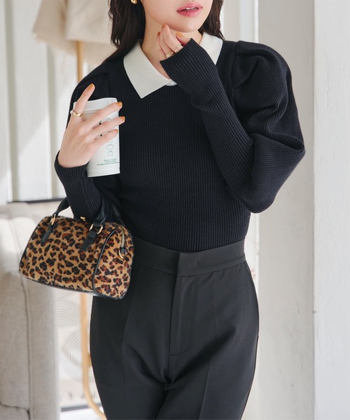 KOBE LETTUCE（神戸レタス） ニット セーター プチ襟付きボリューム