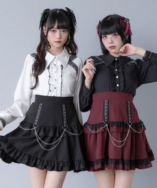 DearMyLove スカート スタッズレースブレードチェーンスカート