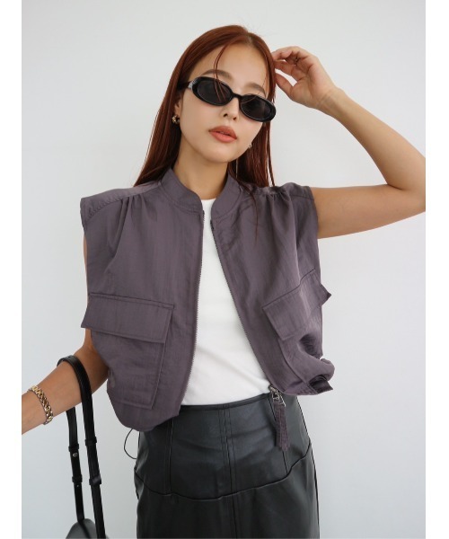 ベスト ジレ Big Pocket Nylon Vest レディース