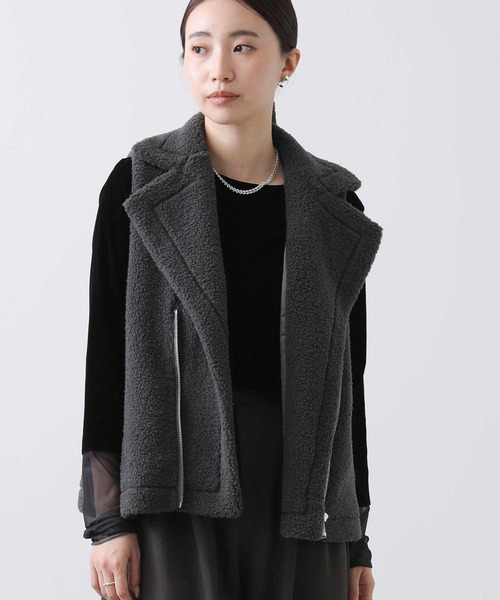 ⭐︎mal.レレレさん フード付きボアベスト ブラック ⭐︎mal.レレレさん フード付きボアベスト ブラック ⭐︎mal.レレレ