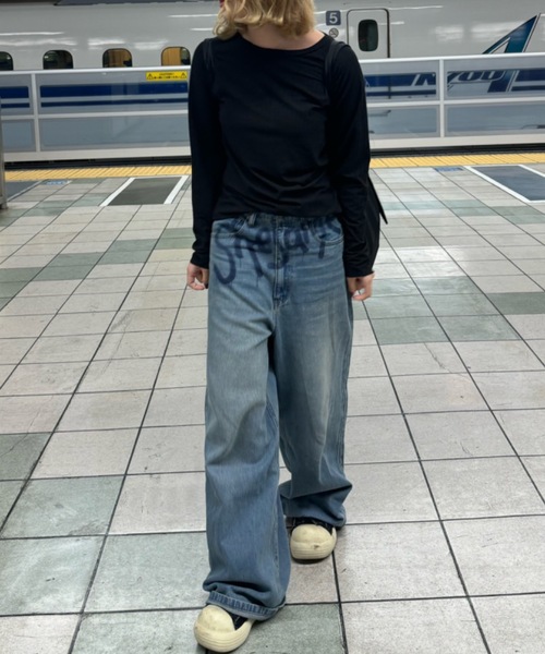 CHEEZE˓˓༼ˀᵕ̈༽ DENIM×DENIM デニムパンツ　FREEサイズ ジーンズ デニム デニムパンツ shadow print denim レディース