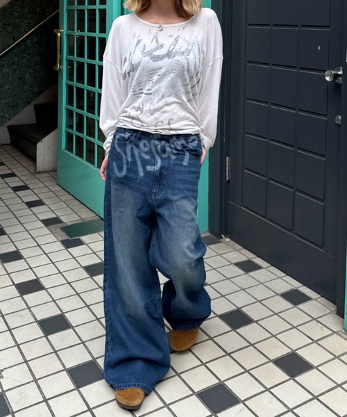 ジーンズ デニム デニムパンツ shadow print denim レディース
