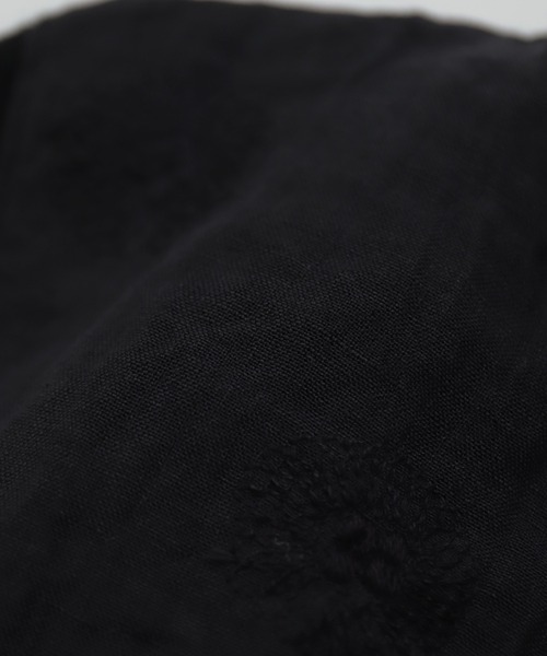ベスト ジレ 「prit」 綿麻ムラ糸天竺×リネンガーベラ刺繍 切替プルオーバーベスト レディース prit] 綿麻ムラ糸天竺×リネンガーベラ刺繍 切替プルオーバー