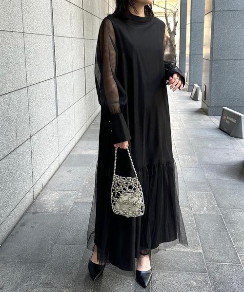 RANAN（ラナン） ワンピース チュールレイヤードティアードワンピース