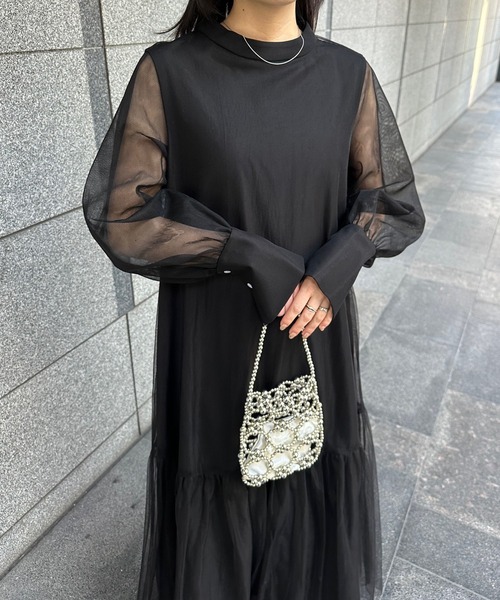 RANAN（ラナン） ワンピース チュールレイヤードティアードワンピース