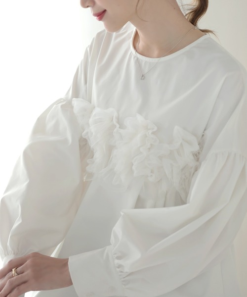 MERAKI ブラウス シャツ 胸フリル長袖ブラウス レディース : ZOZOTOWN