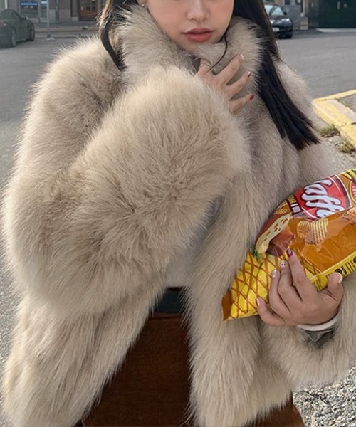 コート アウター フェイクファーボリュームジャケット レディース