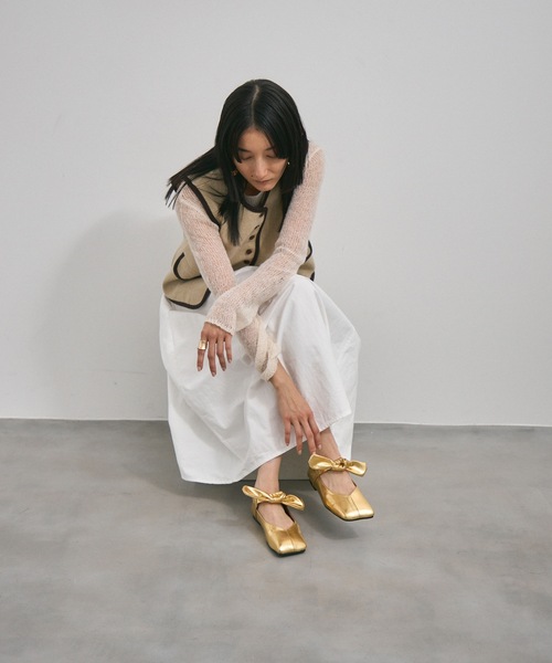 パンプス Square Toe Ribbon Belt Pumps / スクエアトゥリボン