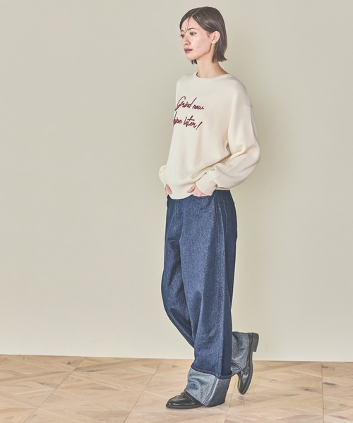 ロールアップデニムパンツ LAKOLE ジーンズ デニム デニムパンツ ラメロールアップデニム