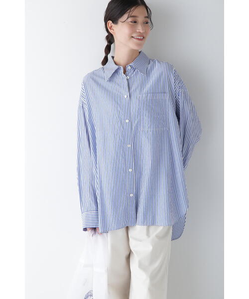 Sonさんも着用♡ ストライプオーバーシャツ トゥデイフル ブルー