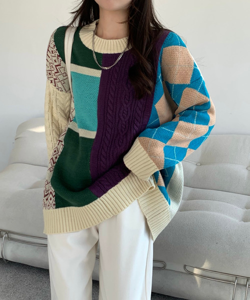 「emi+」 長袖ニット FREE ホワイト レディース_画像4